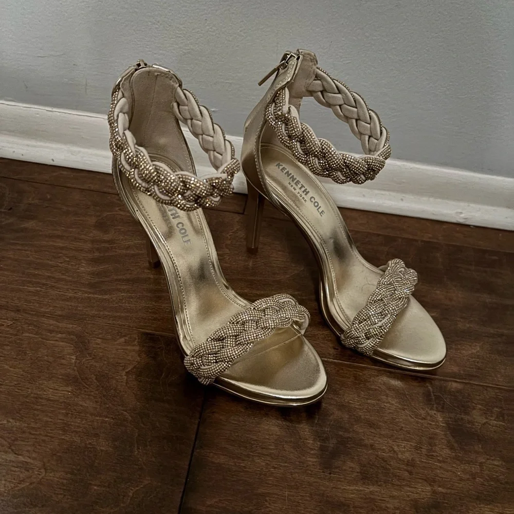 Gold Braided Strap Heels by Kenneth Cole